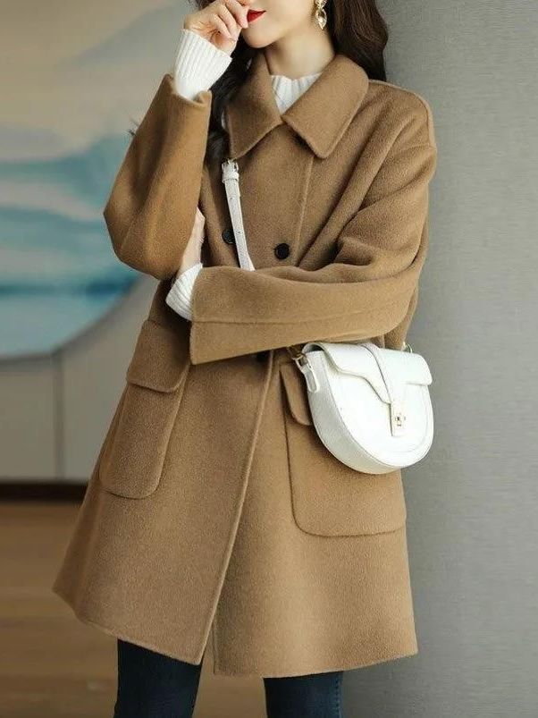 Wool Coat Peacoat - Mantel Wol Panjang Sedang yang Bergaya,