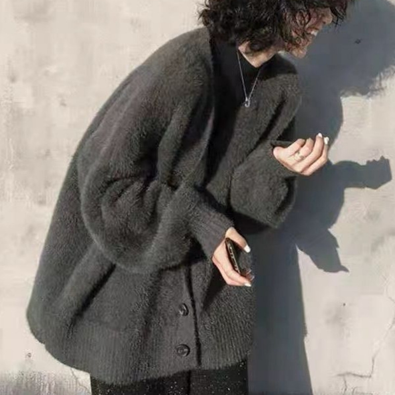 Wool Coat Peacoat - Sweater Rajut Imitasi Bulu Mink, Model