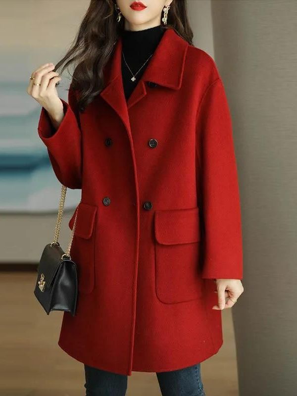 Mantel Wol Panjang Sedang yang - Wool Coat Peacoat ulasan dan harga